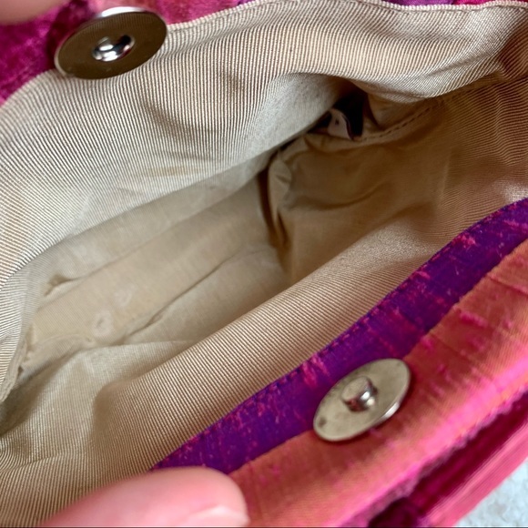 Kate Spade 90s Shantung Top Handle Pink Silk Evening Designer Tote Purse Barbie - Picture 11 of 16